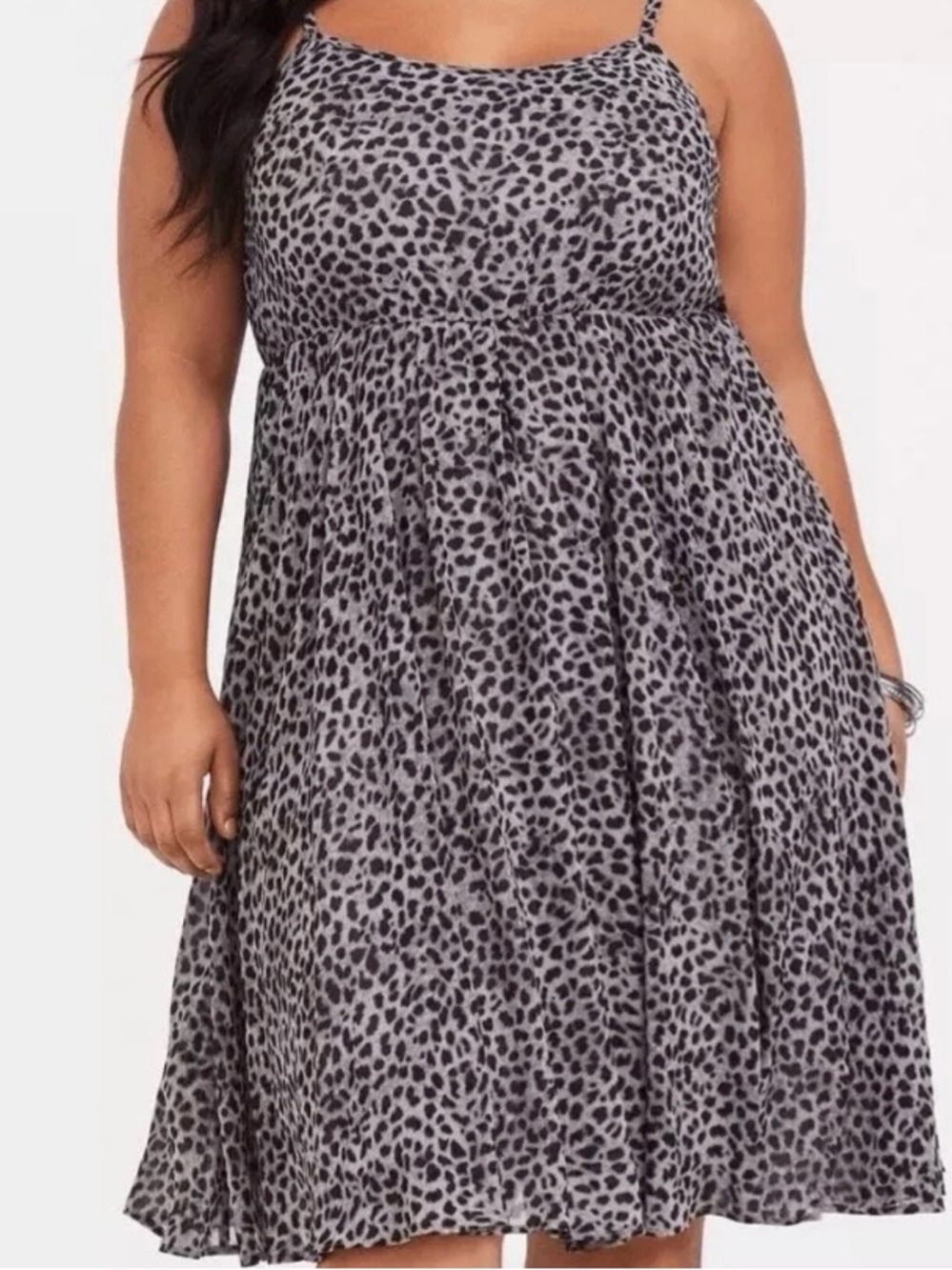 torrid Black and Gray Leopard Print Midi Dress